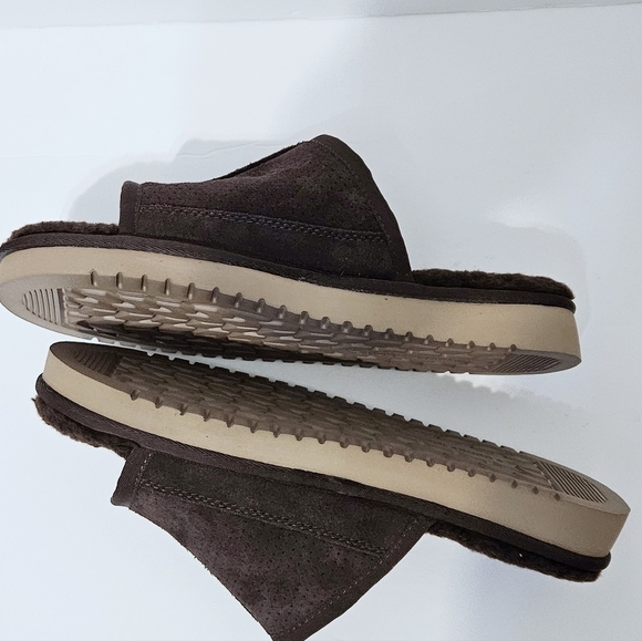 NWOT Koolaburra By Ugg Dawsen Men's Brown Leather Slippers Sz 9 - Picture 4 of 7